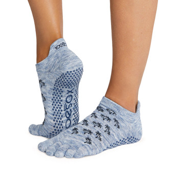 ToeSox Full Toe Low Rise - Grip Socks in Deep Sea