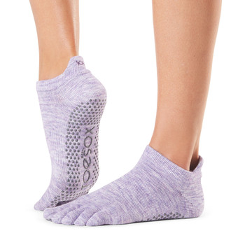ToeSox Full Toe Low Rise - Grip Socks in Heather Purple