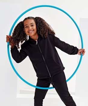 Kids TriDri® recycled cropped oversize full-zip hoodie