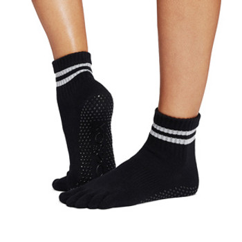 ToeSox - Full Toe Melody - Grip Socks in Silver Stripe
