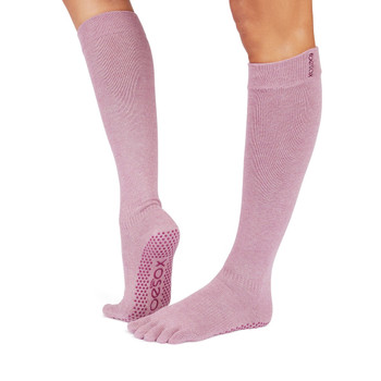 Full Toe Knee High - Grip Socks in Wineberry Heather Full Toe Knee High - Grip Socks in Wineberry Heather
