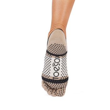 Full Toe Elle - Grip Socks in Shitake Stripe Full Toe Elle - Grip Socks in Shitake Stripe