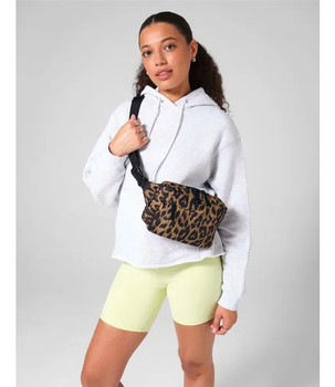 Leopard Print Fabric Crossbody Bag With Adjustable Strap Small Women's Handbag