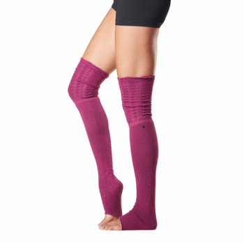 ToeSox Sasha Dance Socks - Thigh High Leg Warmers In Berry