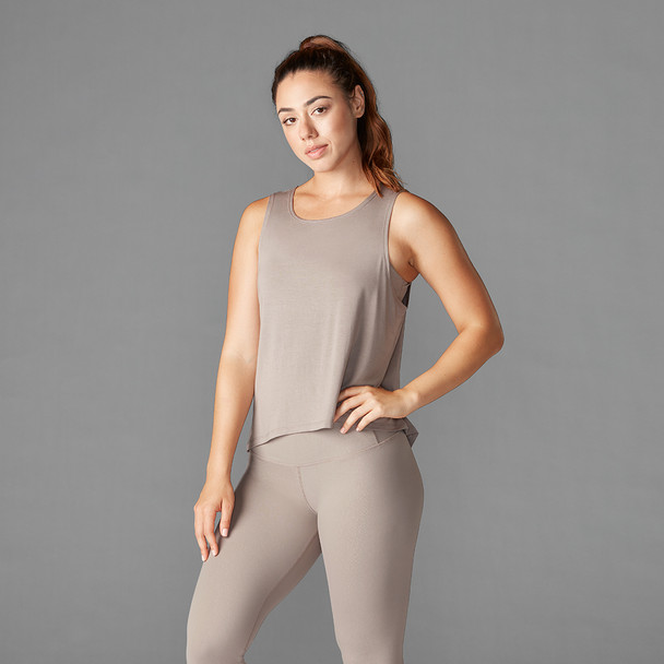 Tavi Apparel High-Low Tank In Flax