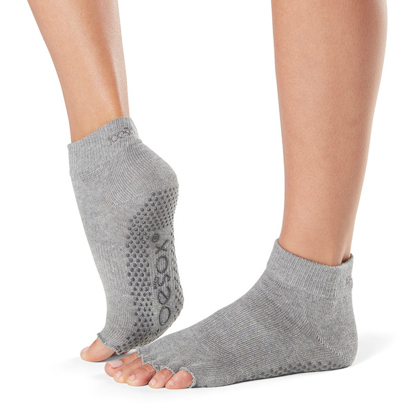 ToeSox Half Toe Ankle - Grip Socks In Heather Grey