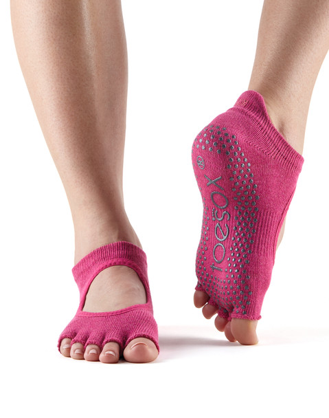 ToeSox Half Toe Bellarina - Grip Socks In Raspberry