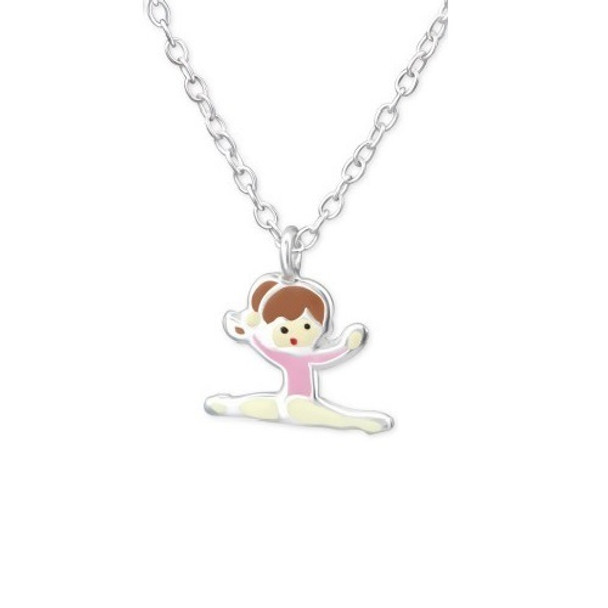 Pink Sterling Silver Splits Gymnastics Girl/ Ballet Dancer Necklace