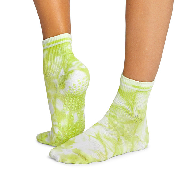 Tavi Aria - Grip Socks in Lime Tie Dye