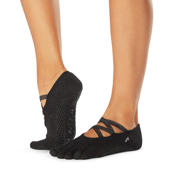 ToeSox Full Toe Elle - Grip Socks in Black Onyx
