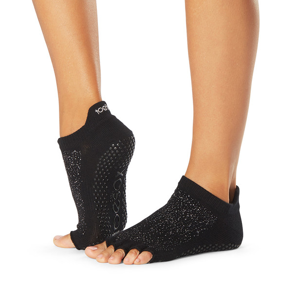 ToeSox Half Toe Low Rise - Grip Socks in Black Glimmer