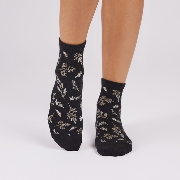Aria - Grip Socks in Ebony Floral Aria - Grip Socks in Ebony Floral