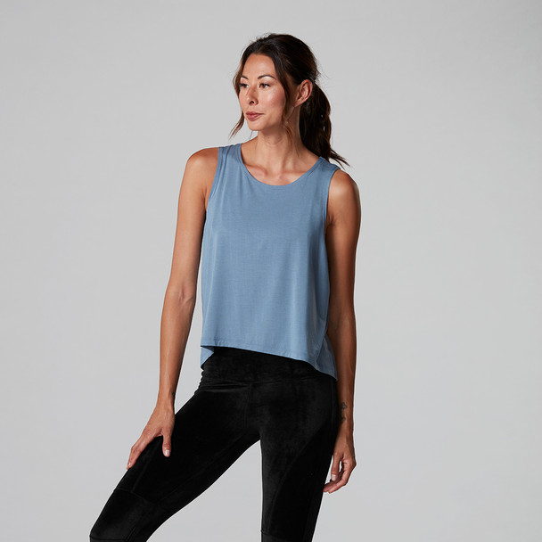 Tavi Noir High Low Tank Top In Slate Blue