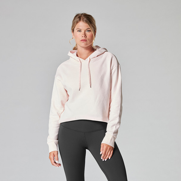 Tavi Noir Semi Cropped Hoodie In Blush