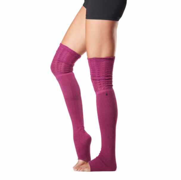 ToeSox Sasha Dance Socks - Thigh High Leg Warmers In Berry