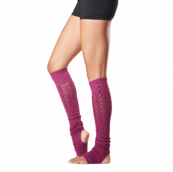 ToeSox Taya Dance Socks - Thigh High Leg Warmers In Berry