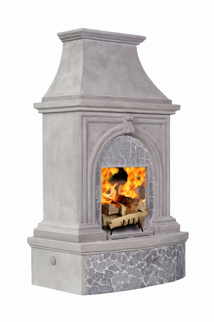 Premium Freestanding Outdoor Fireplace (Stone Grey W/Slate)