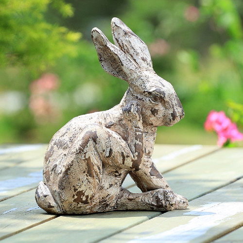 Scratching Rabbit  Garden Sculpture 11"H