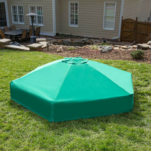 Collapsible Hexagon Sandbox Cover 7' x 8' x 13.5" Exterior Accents
