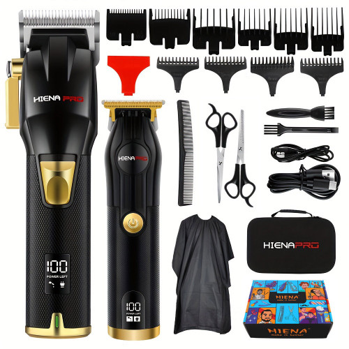 Professional Hair Clipper Set for Men, Rechargeable Hair Trimmer with LCD Digital Display, Electric Clipper, Black and Gold Professional Hair Clipper Set for Men, Rechargeable Hair Trimmer with LCD Digital Display, Electric Clipper, Black and Gold