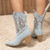 2025 Autumn Winter Comfy Western Cowboy Boots Vintage Women Embroidery Denim High Heels Party Dress Ladies Shoes Booties