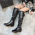 Shoes for Women 2023 Spring Knee High Boots Red Black White Tall Boots Woman Pleated Low Heel Casual Leather Female Long Shoes Shoes for Women 2023 Spring Knee High Boots Red Black White Tall Boots Woman Pleated Low Heel Casual Leather Female Long Shoes