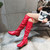 Shoes for Women 2023 Spring Knee High Boots Red Black White Tall Boots Woman Pleated Low Heel Casual Leather Female Long Shoes Shoes for Women 2023 Spring Knee High Boots Red Black White Tall Boots Woman Pleated Low Heel Casual Leather Female Long Shoes