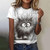 Summer Women's T Shirt 3d Cat Print Fashion Elegant Temperament Short-Sleeve Streetwear Popular Female Oversized Clothing Summer Women's T Shirt 3d Cat Print Fashion Elegant Temperament Short-Sleeve Streetwear Popular Female Oversized Clothing
