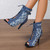 Rubber Sole Latin Dance Boots Sexy Modern Shoes Dance High-heeled 6-8cm Sandals Lace-up Hollow Belt Buckle Fashion Square Denim Rubber Sole Latin Dance Boots Sexy Modern Shoes Dance High-heeled 6-8cm Sandals Lace-up Hollow Belt Buckle Fashion Square Denim