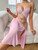 Sexy Floral Embroidered Mesh Nightgown - Pink Lace-Up Slip Dress with High Slit, Form-Fitting Design for Women, Perfect for Adult Sleepwear or Special Occasions, Lingerie Sleepwear, Elegant Nightwear, Intricate Embroidery Sexy Floral Embroidered Mesh Nightgown - Pink Lace-Up Slip Dress with High Slit, Form-Fitting Design for Women, Perfect for Adult Sleepwear or Special Occasions, Lingerie Sleepwear, Elegant Nightwear, Intricate Embroidery