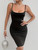 Black simple temperament elegant slim sexy curve v neck suspender dress for women