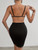Black simple temperament elegant slim sexy curve v neck suspender dress for women