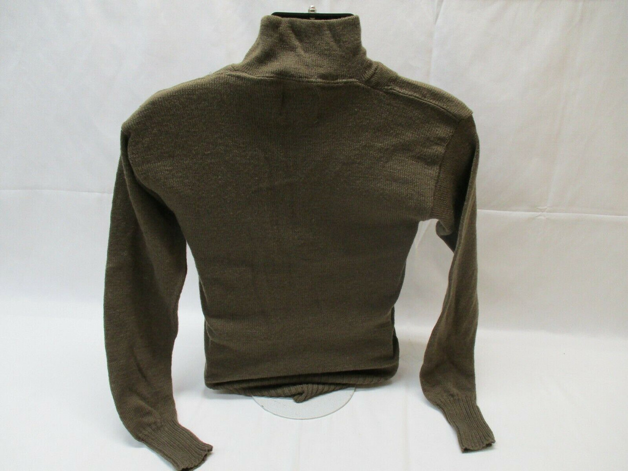 GI MILITARY BROWN MENS 100% ACRYLIC SWEATER OD 5 BUTTON WOOLY TOP JEEP  KNITTED