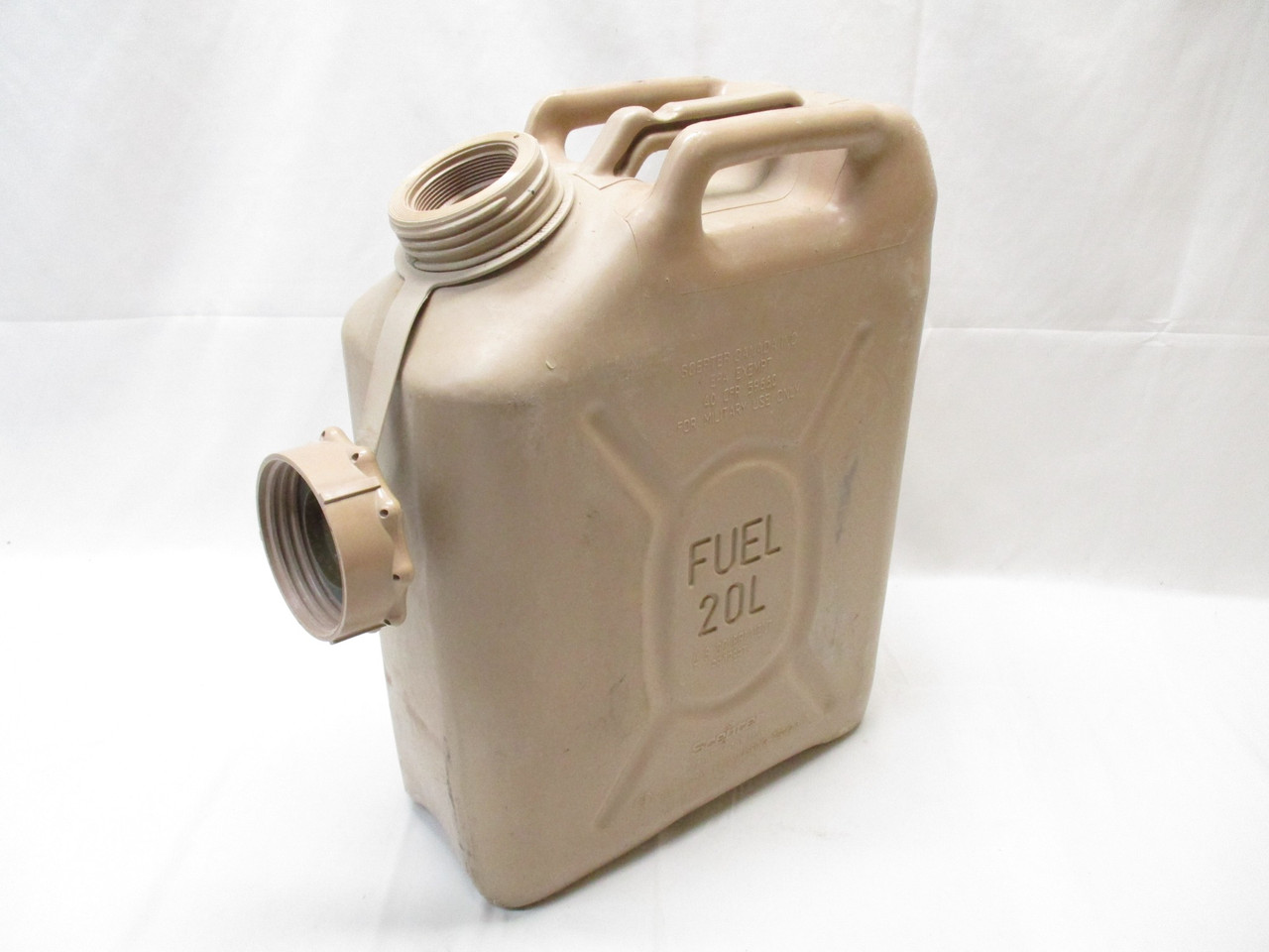 DESERT TAN MILITARY JERRY CAN SCEPTER 5 GALLON GAS CONTAINER 20L (USED) (EMPTY)