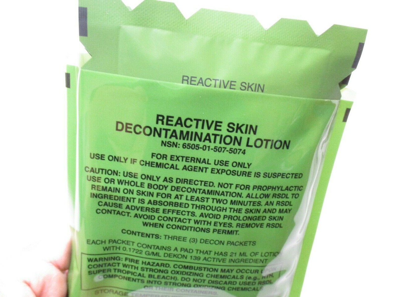 RSDL 3-PACK REACTIVE SKIN DECONTAMINATION LOTION DECON PACKETS JSLIST NBC KIT