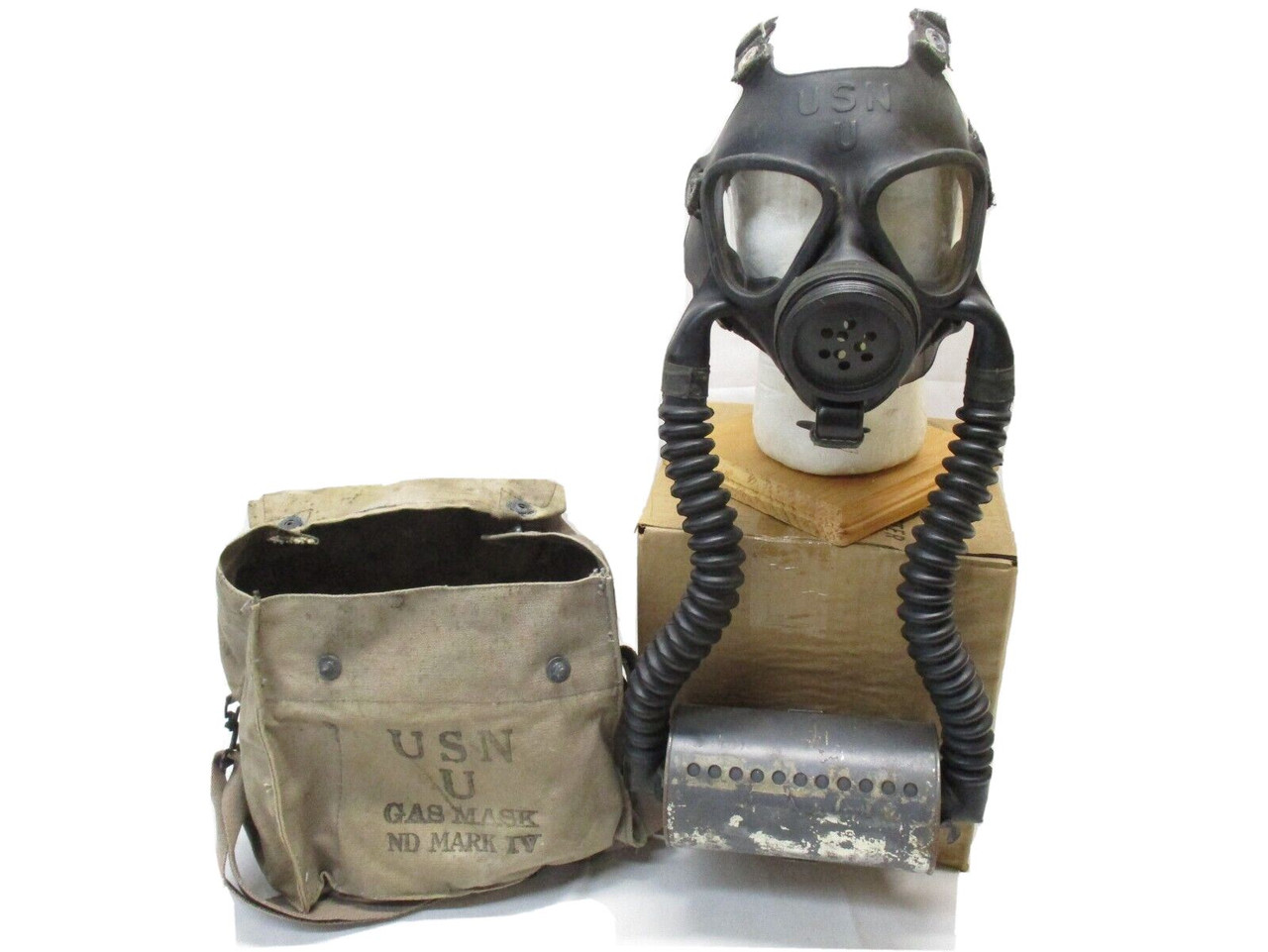 WW2 US Navy Diaphragm Gas Mask Mark 4 MSA USN 1942 Mine Safety Appliances ND IV