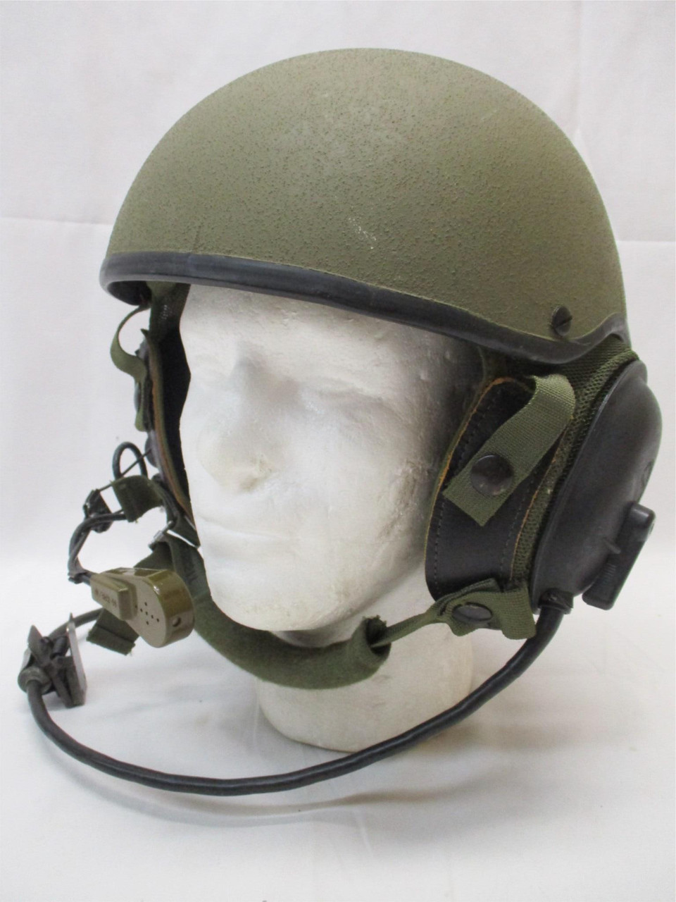 MILITARY COMBAT VEHICLE CREWMAN CVC TANKER HELMET LARGE OD GREEN DH-132A  w.COMMS