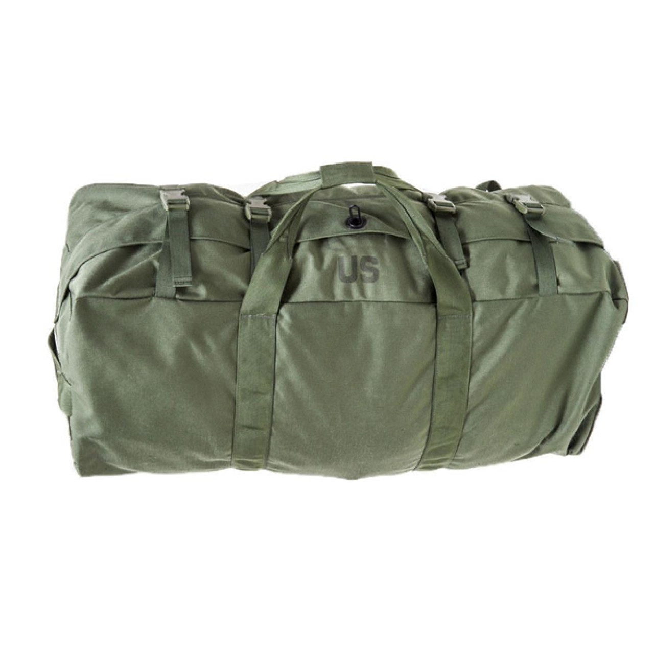 Military Duffle Bag, OD Green Nylon Sea Bag Carry Straps Army Duffel USGI