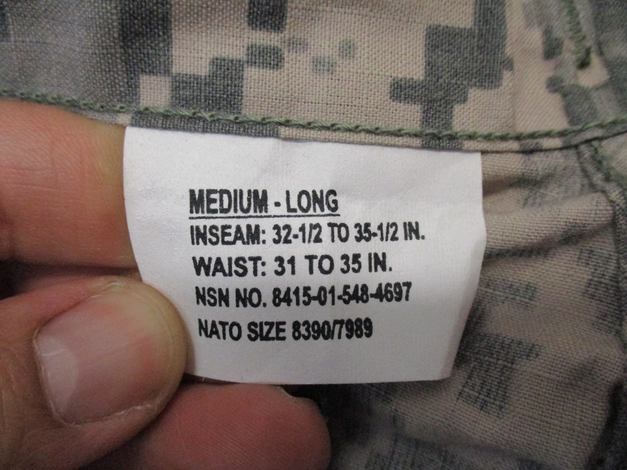 New ACU Pants/Trousers Medium Long USGI Digital Camo Flame