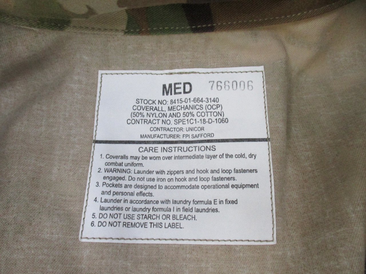 NEW USGI ARMY OCP MECHANICS COVERALLS MEDIUM SCORPION MOTOR POOL OVERALL SUIT