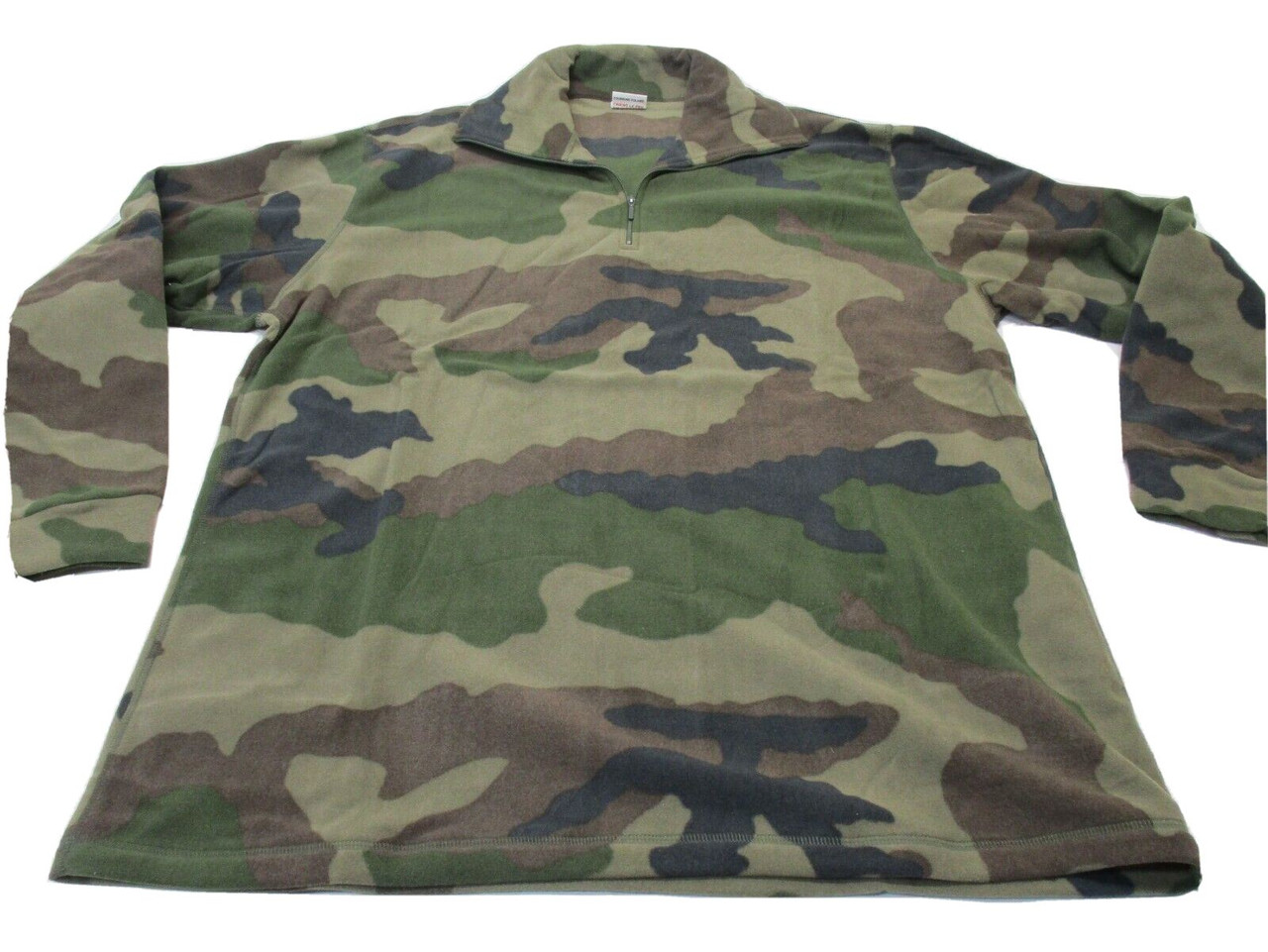 FRENCH ARMY SURPLUS WOODLAND CAMO LITE FLEECE PULLOVER SHIRT X