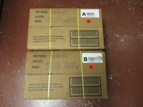 24ct MRE Meals Ready-to-Eat US Military Surplus 2022-inspect, A + B case bundle