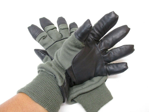 NEW USGI COLD WEATHER MILITARY GLOVES GREEN/BLACK INTERMEDIATE HAU15/P  FLYER'S