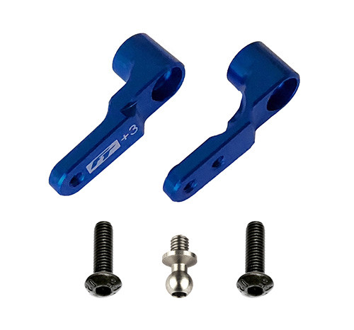RC10B6 FT Steering Bellcranks, +3mm, blue aluminum - Associated