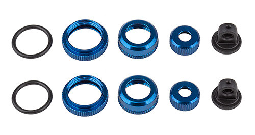 FT 10 mm Shock Caps and Collars, blue aluminum - Associated Electrics