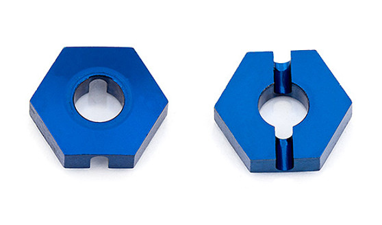 B64 Front Wheel Hexes, 12 mm, blue aluminum (3.5mm thick)