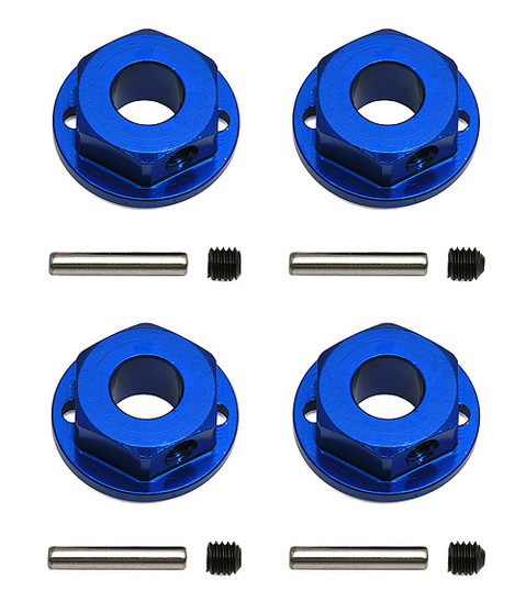4x4 FT Aluminum Wheel Hexes, blue - Associated Electrics