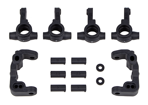 thumbnail interactive-video image 1 of Team Associated ASC91901 RC10B6.4 -1mm Scrub Caster & Steering Blocks 1 of 13
