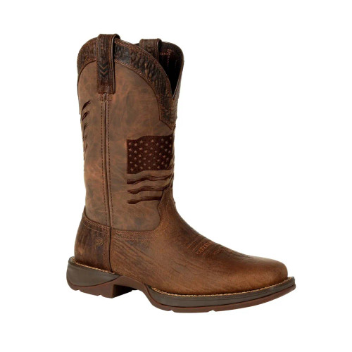 Durango DDB0314 Rebel  Brown Distressed Flag Embroidery Western Boot