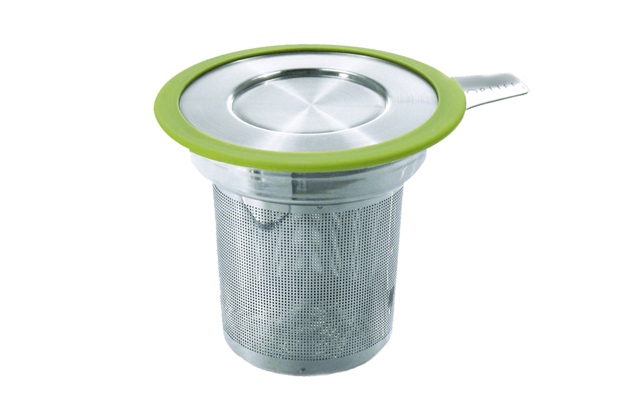 01 Pieces - with Cover V1 fine mesh Tea Strainer for Loose Tea and Spices Tea Filter with drip Tray COM-FOUR® 2X Tea Strainer Made of Stainless Steel 